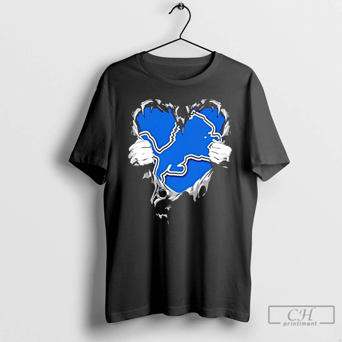 Premium Detroit Lions Rip The Chest Forever In My Heart T-Shirts, Hoodie, Sweatshirt | AU01DripNestTees.com