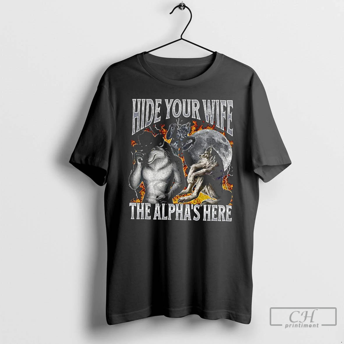 Premium Funny Werewolf Hide Your Wife The Alpha Is Here T-Shirts, Hoodie, Sweatshirt | AU01DripNestTees.com