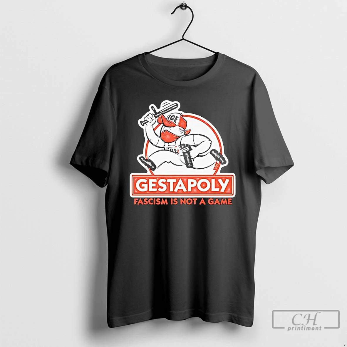 Premium Gestapoly Fascism Is Not A Game Figure Ice Hat Cartoon T-Shirts, Hoodie, Sweatshirt | AU01DripNestTees.com