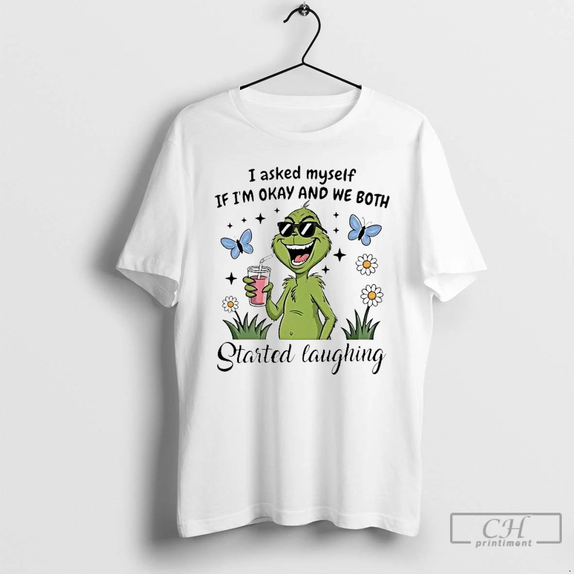 Premium Grinch I Asked Myself If Im Okay And We Both Started Laughing T Shirts Hoodie, Sweatshirt | AU01DripNestTees.com