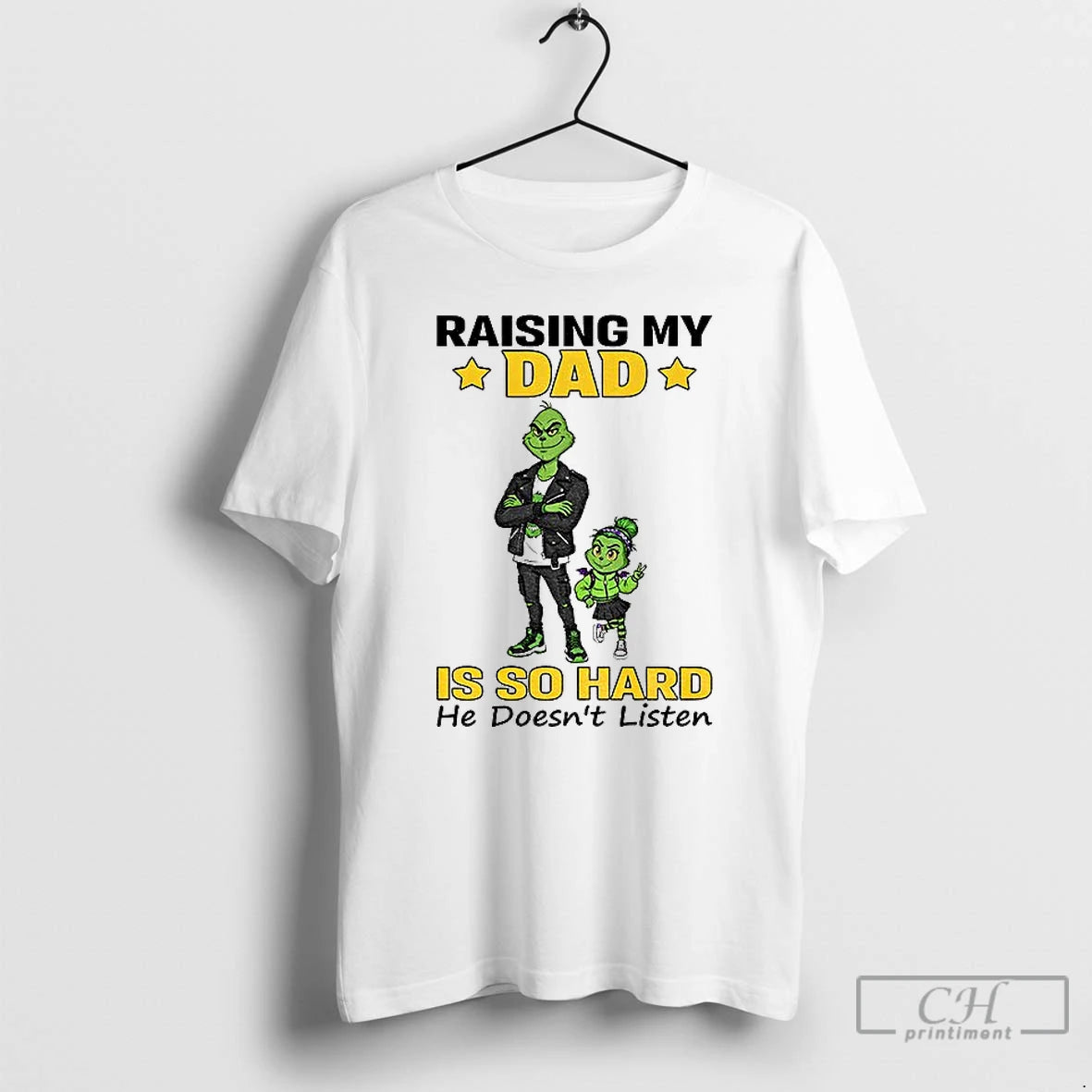 Premium Grinch Raising My Dad Is So Hard He Doesnt Listen Christmas T Shirts Sweater Hoodie, Sweatshirt