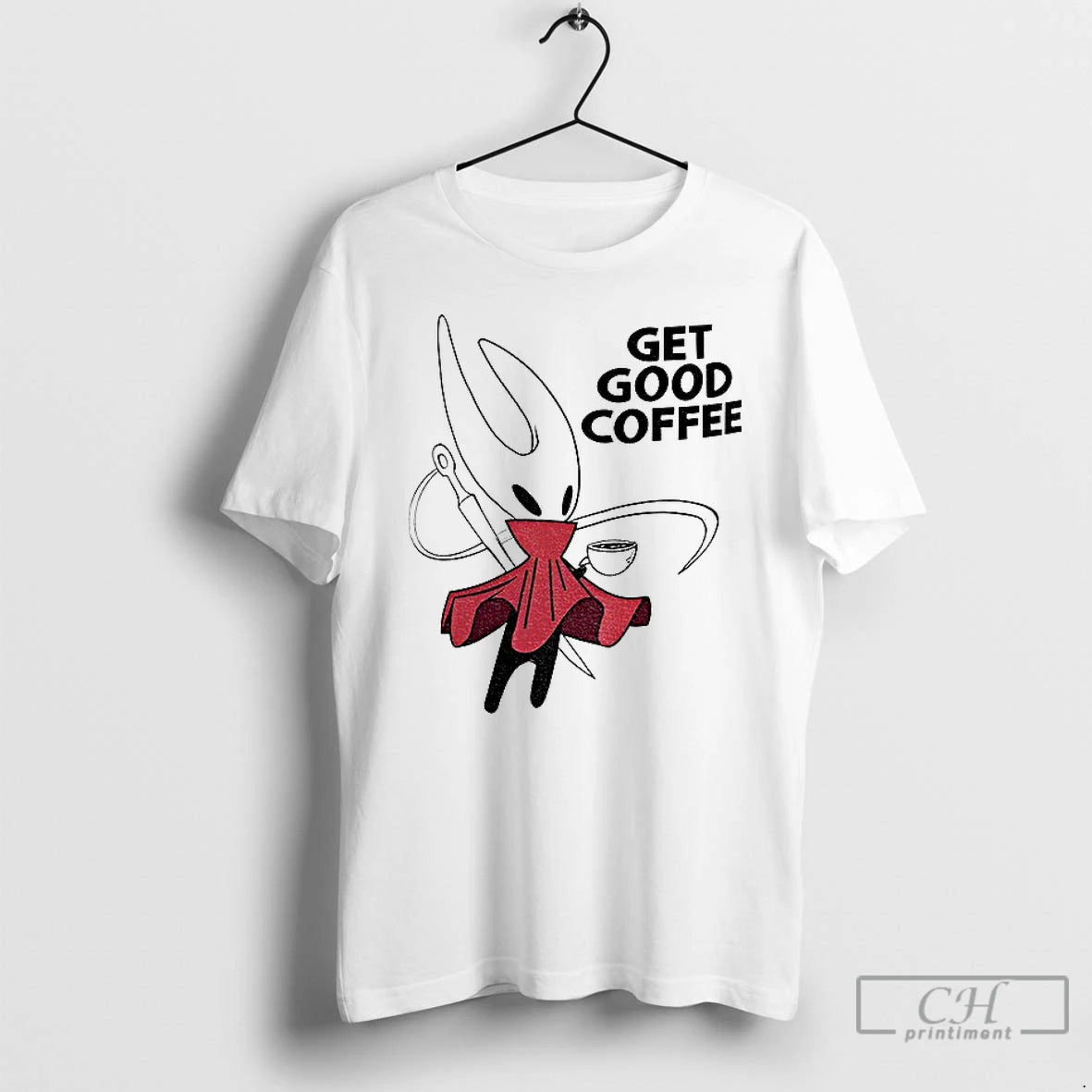 Premium Hollow Knight Silksong Hornet Get Good Coffee T-Shirts, Hoodie, Sweatshirt | AU01DripNestTees.com