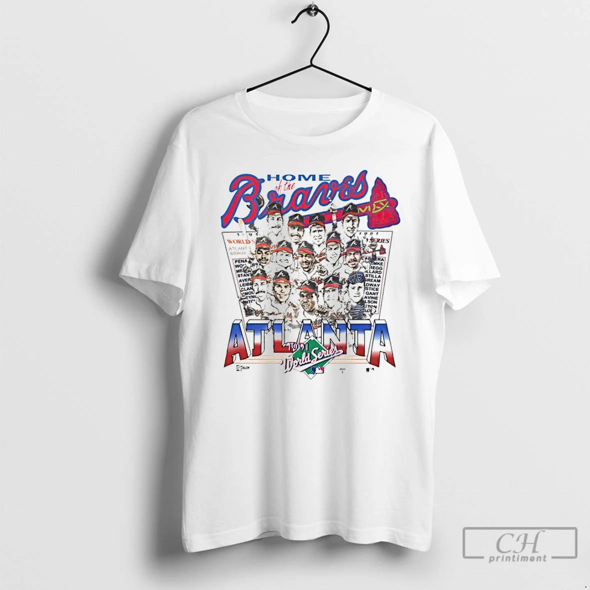 Premium Home Of The Atlanta Braves 1991 World Series Caricature T-Shirts, Hoodie, Sweatshirt | AU01DripNestTees.com