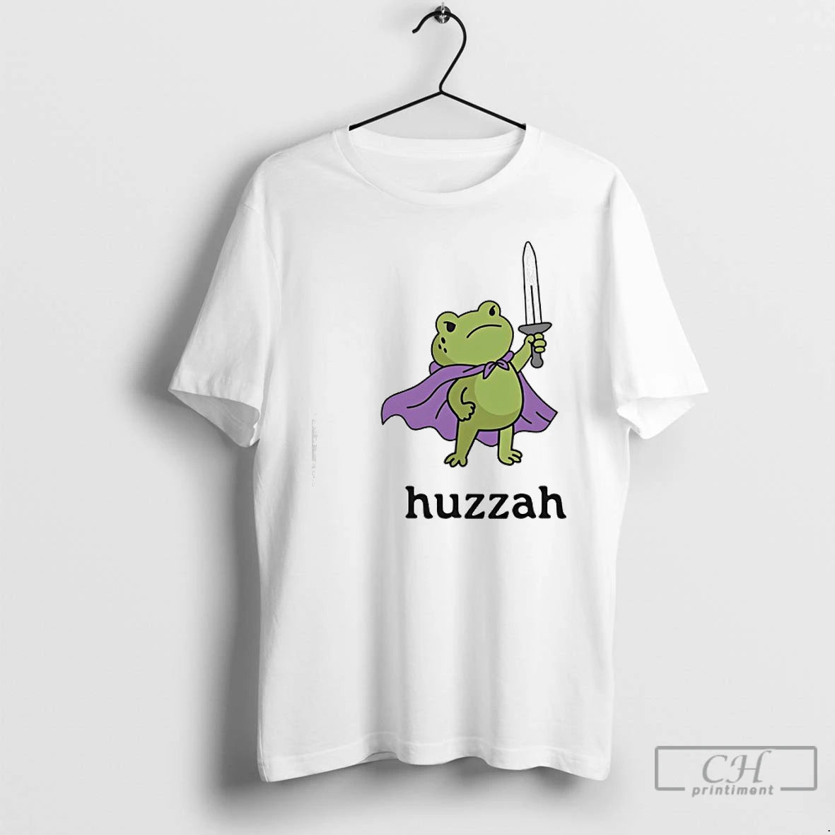 Premium Huzzah Frog Wearing Purple Cloak And Holding Sword T-Shirts, Hoodie, Sweatshirt | AU01DripNestTees.com