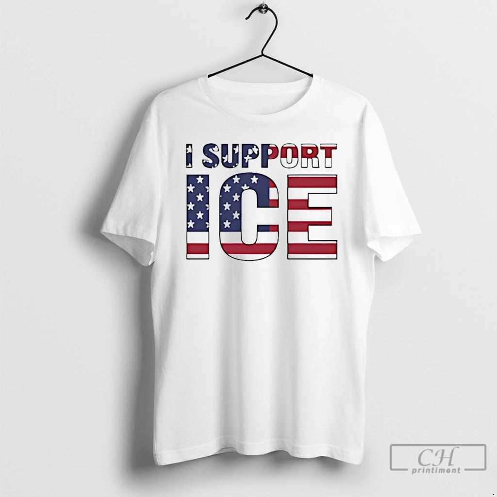 Premium I Support Ice American Flag T-Shirts, Hoodie, Sweatshirt | AU01DripNestTees.com