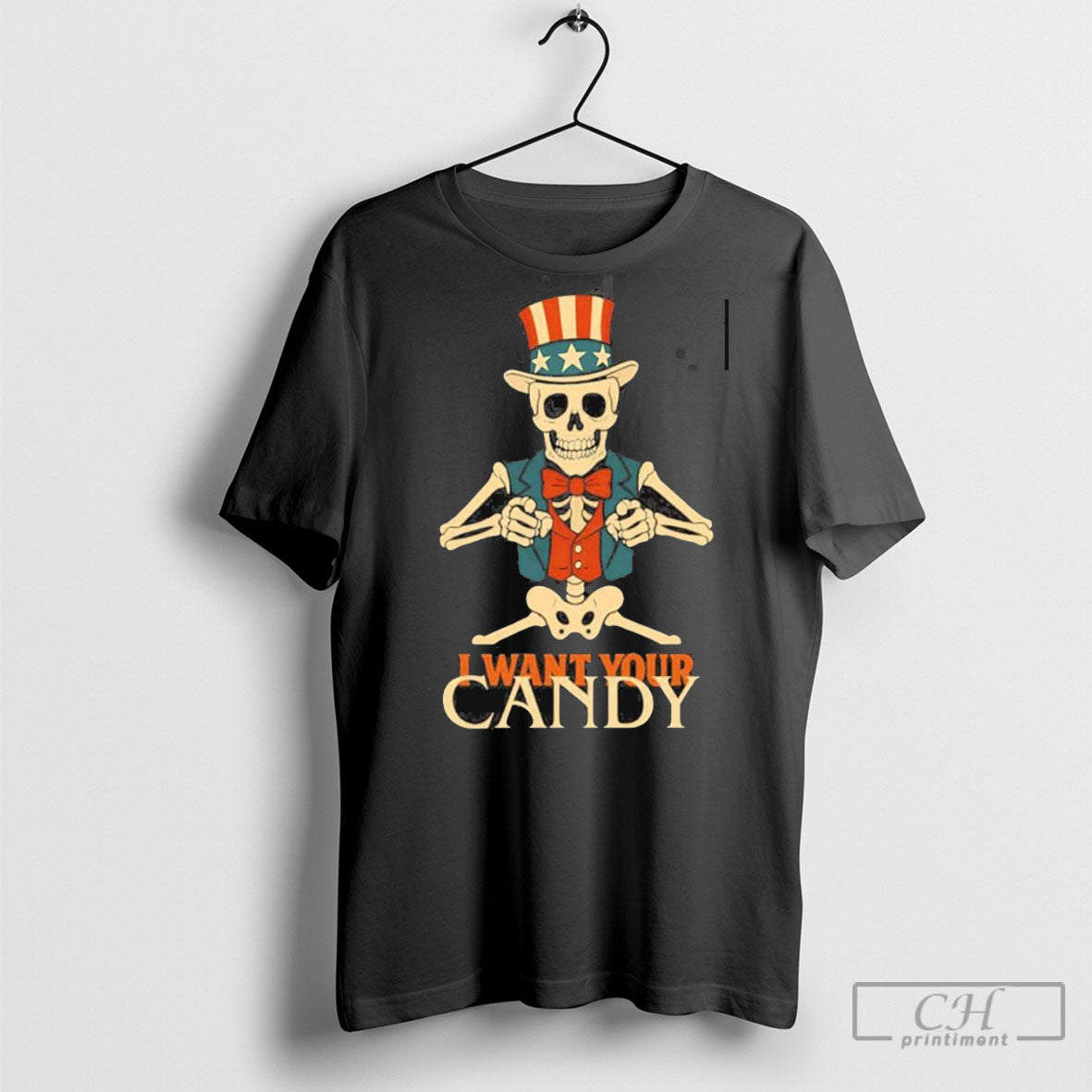 Premium I Want Your Candy Uncle Sam Skeleton Halloween 2025
