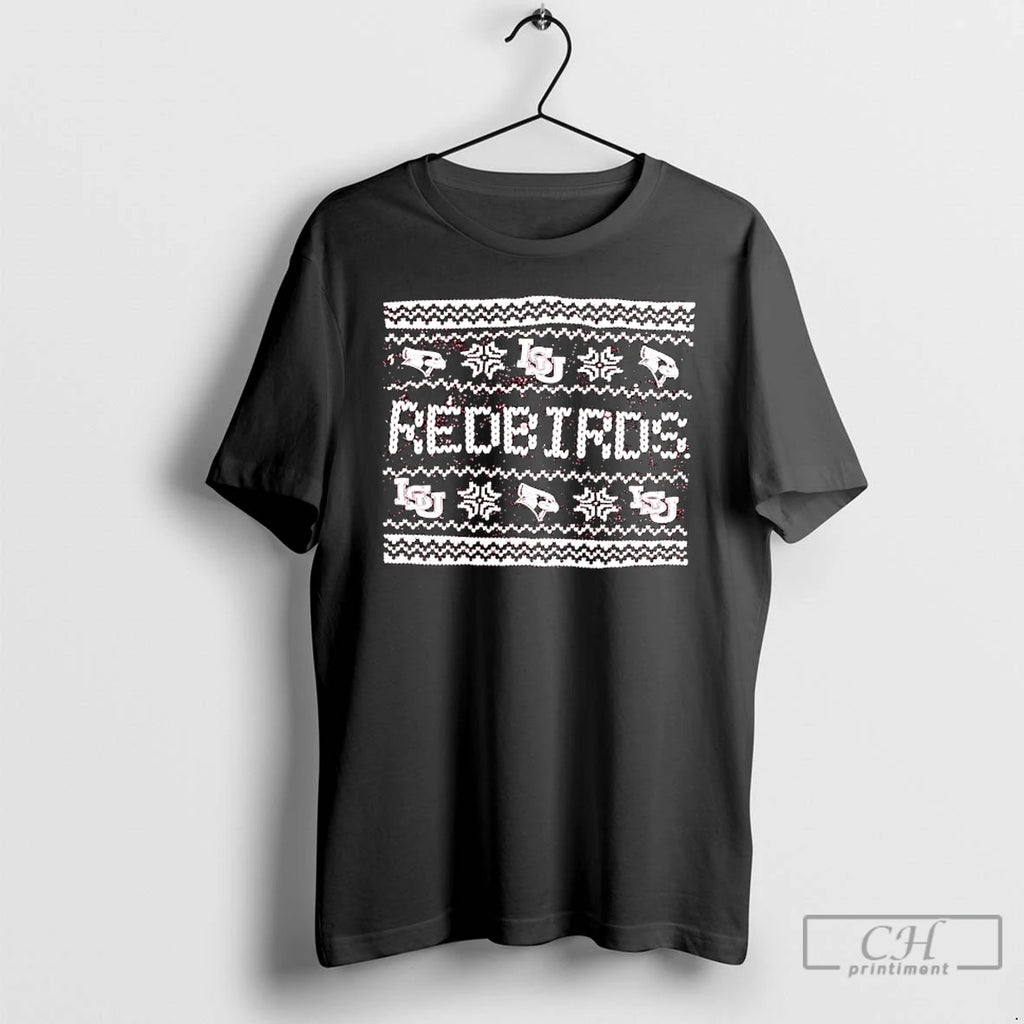 Premium Illinois State University Isu Redbirds Ugly Christmas T-Shirts, Hoodie, Sweatshirt | AU01DripNestTees.com