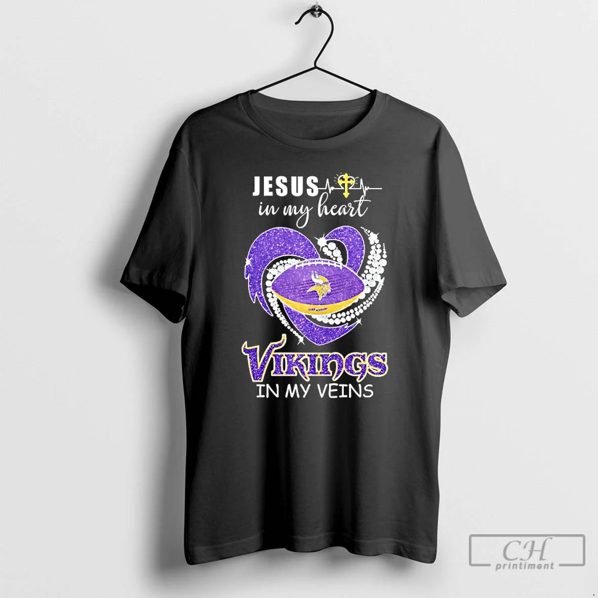 Premium Jesus In My Heart Minnesota Vikings In My Veins Diamond Heart T Shirts Sweater Hoodie, Sweatshirt