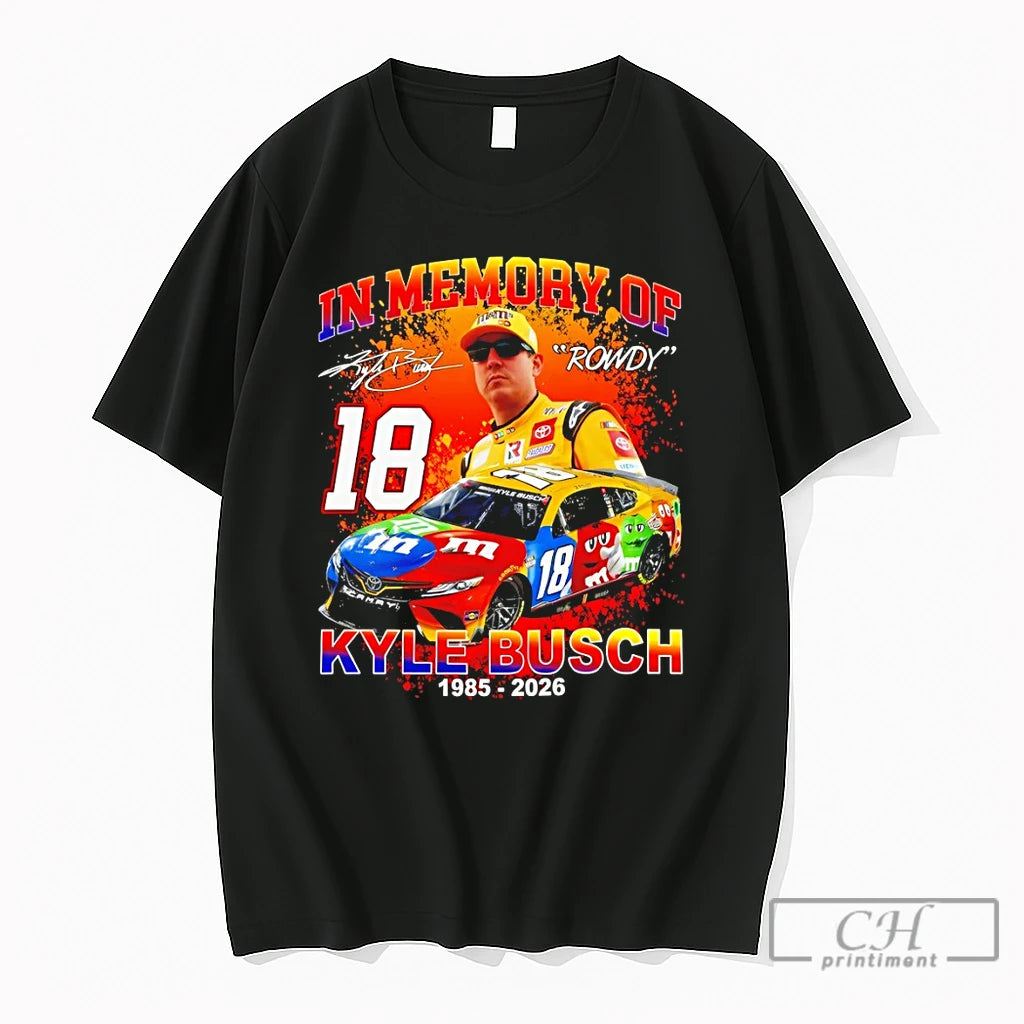 Premium Kyle Busch 18 Racing Rowdy Busch Vintage Style Signature