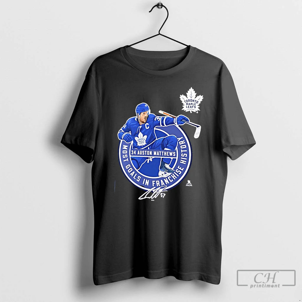 Premium Leafs Auston Matthews Most Goals In Franchise History Signature T-Shirts, Hoodie, Sweatshirt | AU01DripNestTees.com