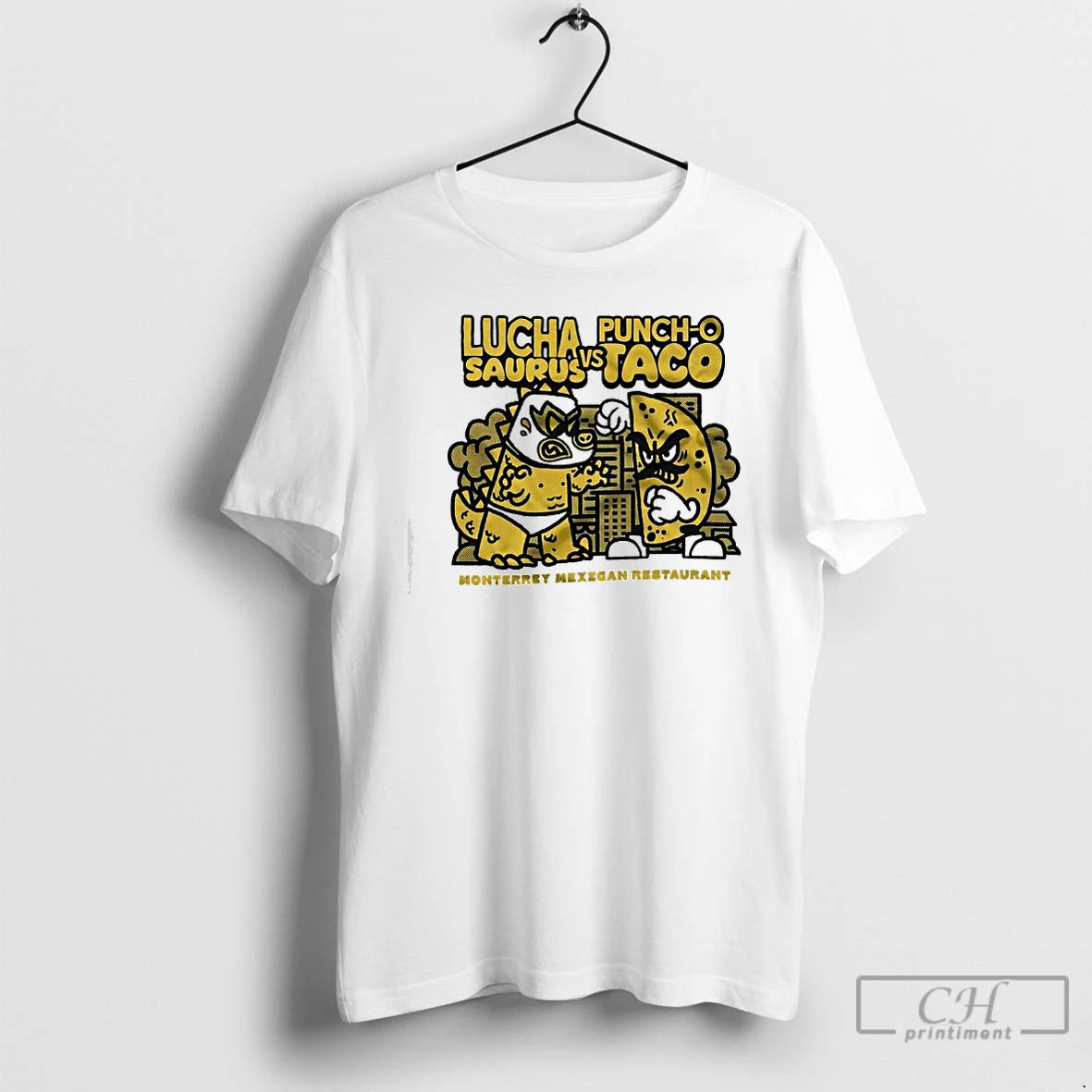 Premium Lucha Punch O Saurus Vs Taco Monterrey Mexican Restaurant Graphic T-Shirts, Hoodie, Sweatshirt | AU01DripNestTees.com