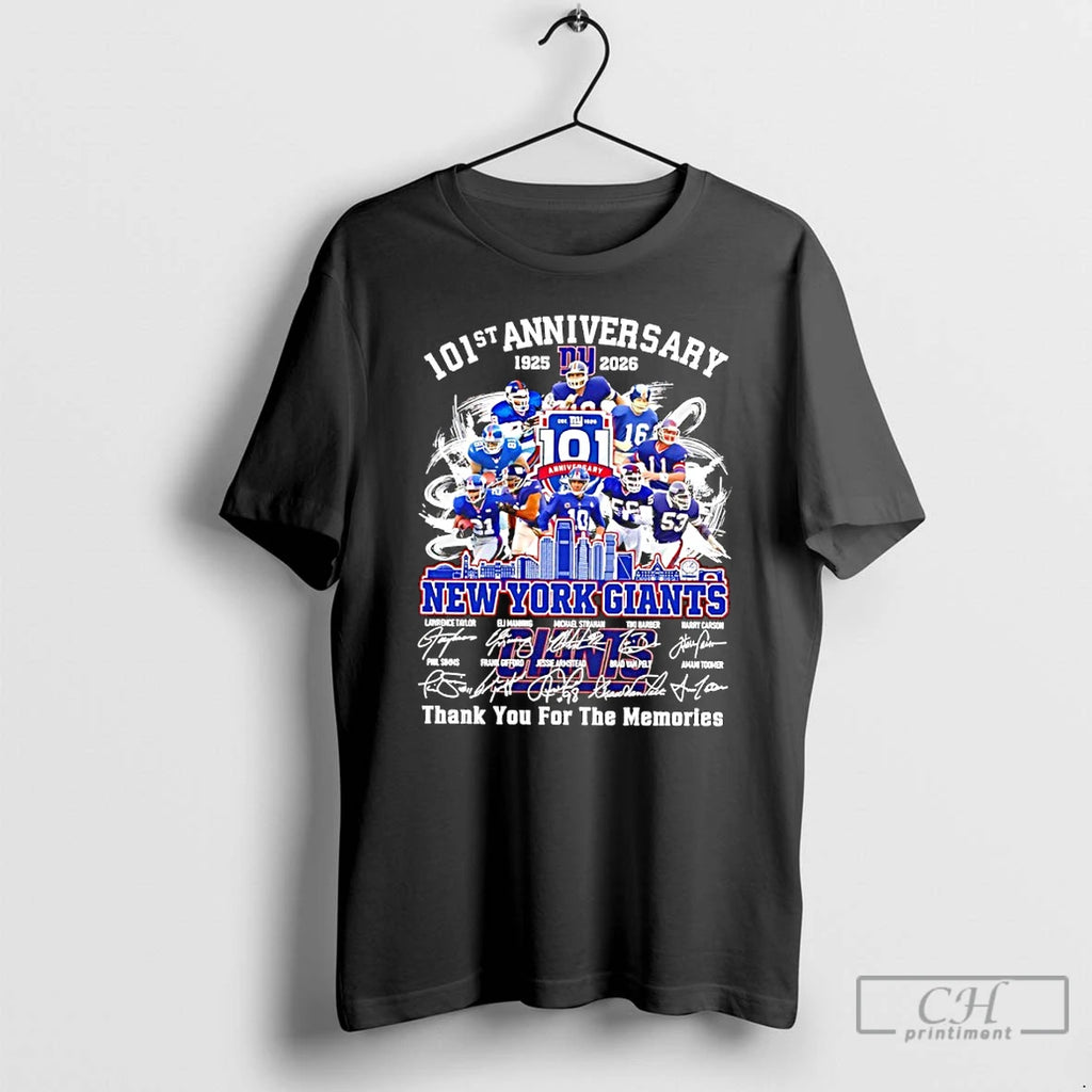Premium New York Giants 101st Anniversary 1925 2026 Thank You For The Memories Signatures T-Shirts, Hoodie, Sweatshirt