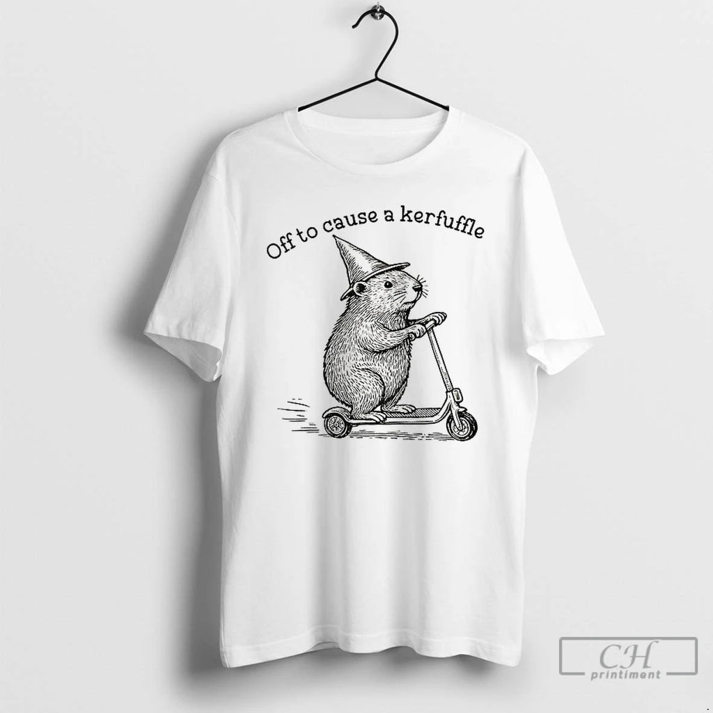Premium Off To Cause A Kerfuffle Groundhog Scooter T-Shirts, Hoodie, Sweatshirt | AU01DripNestTees.com