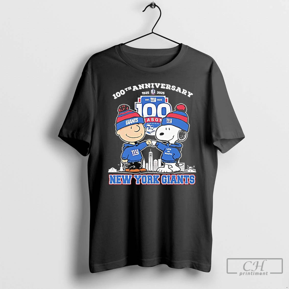 Premium Peanuts X New York Giants 1925 2025 100th Anniversary T-Shirts, Hoodie, Sweatshirt | AU01DripNestTees.com