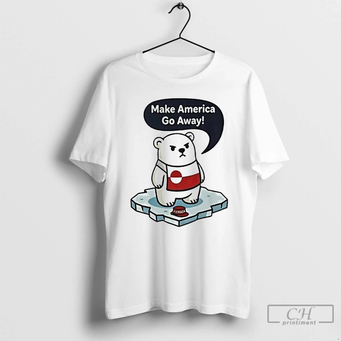 Premium Polar Bear Chibi Make America Go Away Greenland Is Not For Sale T Shirts Hoodie, Sweatshirt | AU01DripNestTees.com