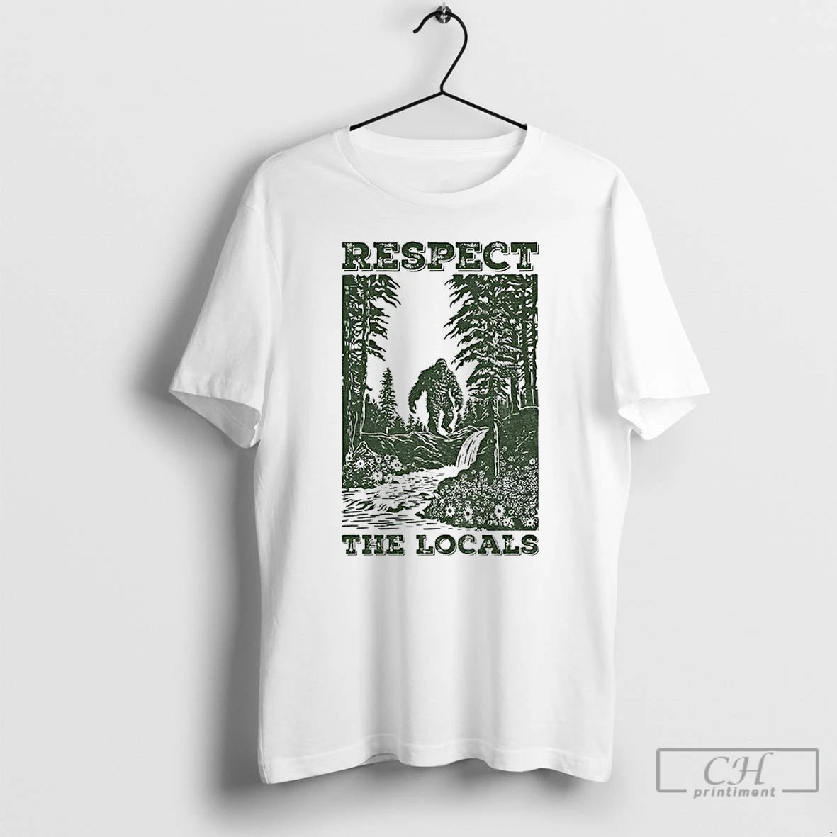 Premium Respect The Locals Big Foot Camping T-Shirts, Hoodie, Sweatshirt | AU01DripNestTees.com