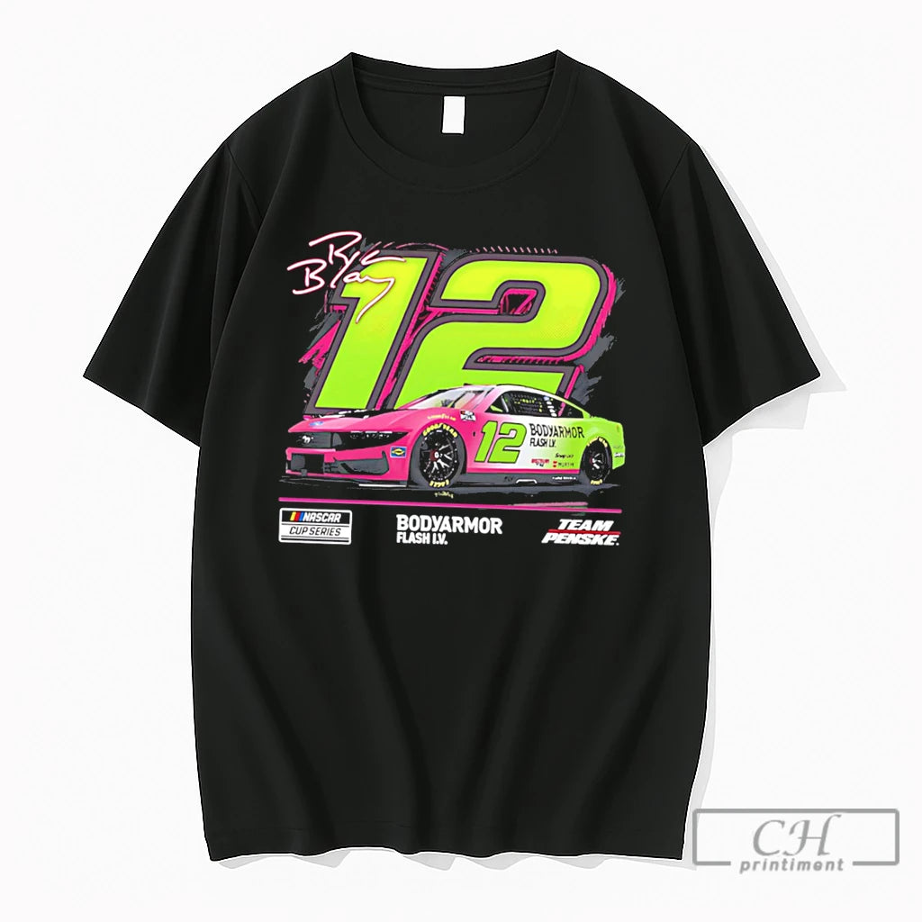 Premium Ryan Blaney Team Penske No 12 Body Armor Flash Iv Signature Tee T Shirts