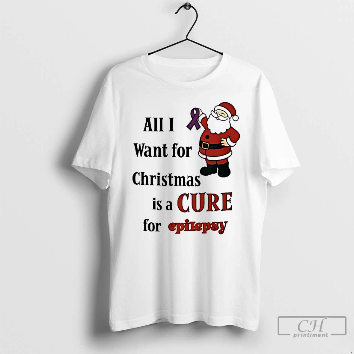 Premium Santa Claus All I Want For Christmas Is A Cure For Epilepsy T Shirts Hoodie, Sweatshirt | AU01DripNestTees.com