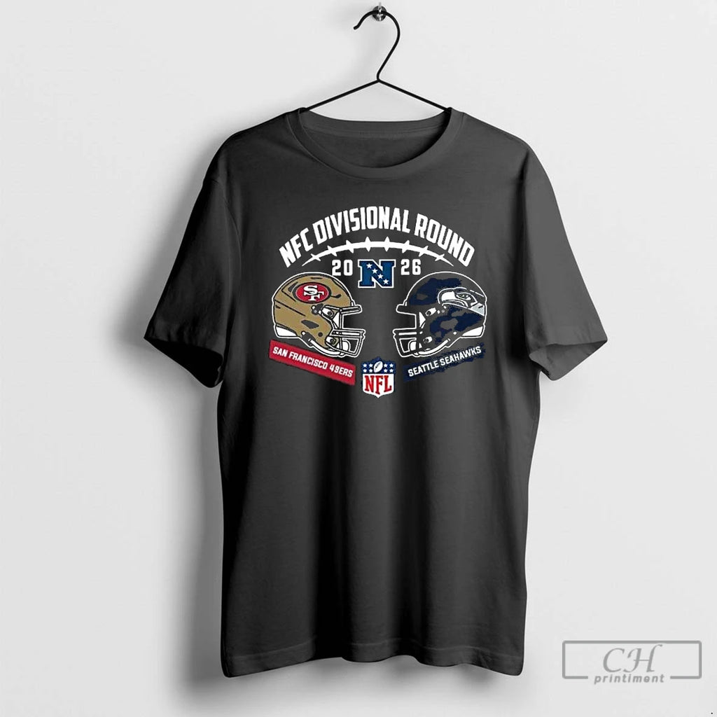 Premium Seahawks Vs 49ers 2025 26 Nfc Divisional Round Duel Helmet T-Shirts, Hoodie, Sweatshirt | AU01DripNestTees.com