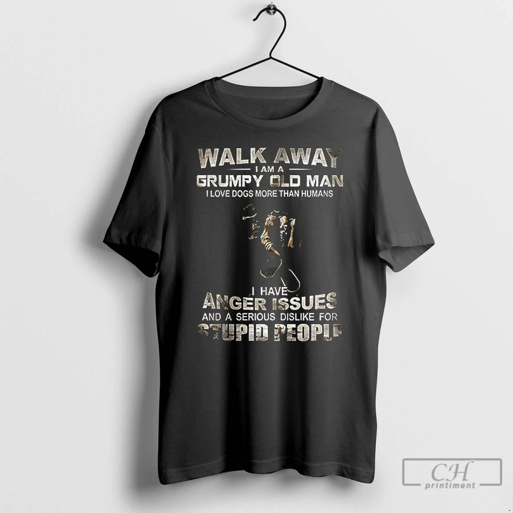Premium Skeleton Walk Away I Am A Grumpy Old Man I Love Dogs More Than T-Shirts, Hoodie, Sweatshirt | AU01DripNestTees.com