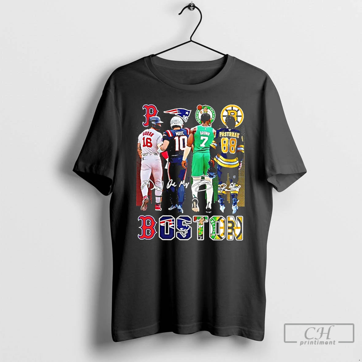Premium Sports In City Boston Duran Maye Brown Pastrnak City Skyline Signatures T Shirts Sweater Hoodie, Sweatshirt