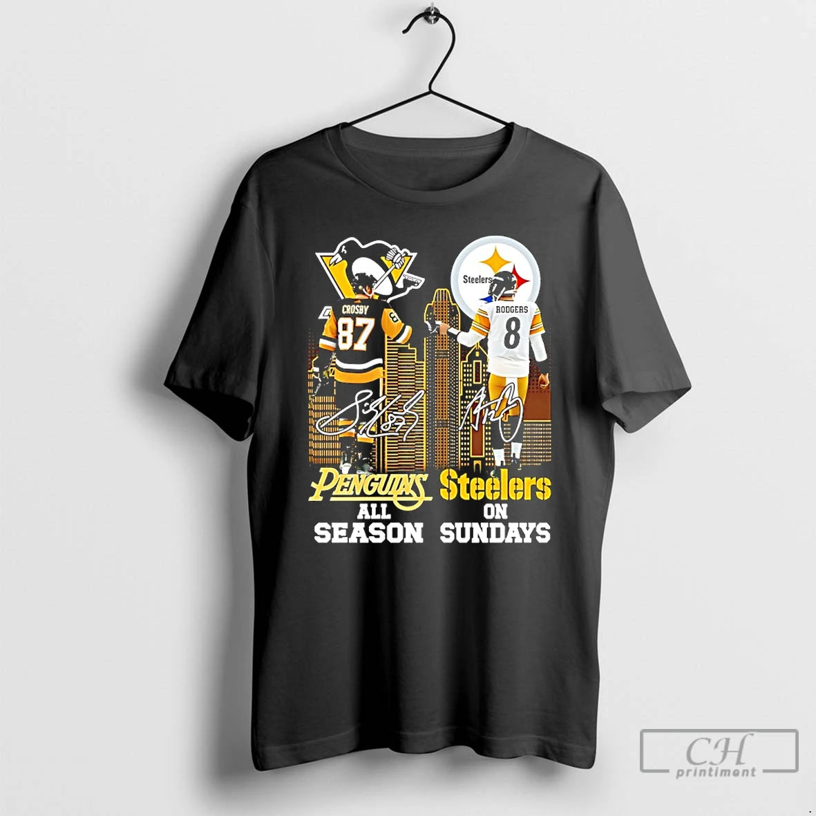 Premium Sports In City Pittsburgh Penguins All Season And Steelers On Sundays Skyline Signatures T-Shirts, Hoodie, Sweatshirt