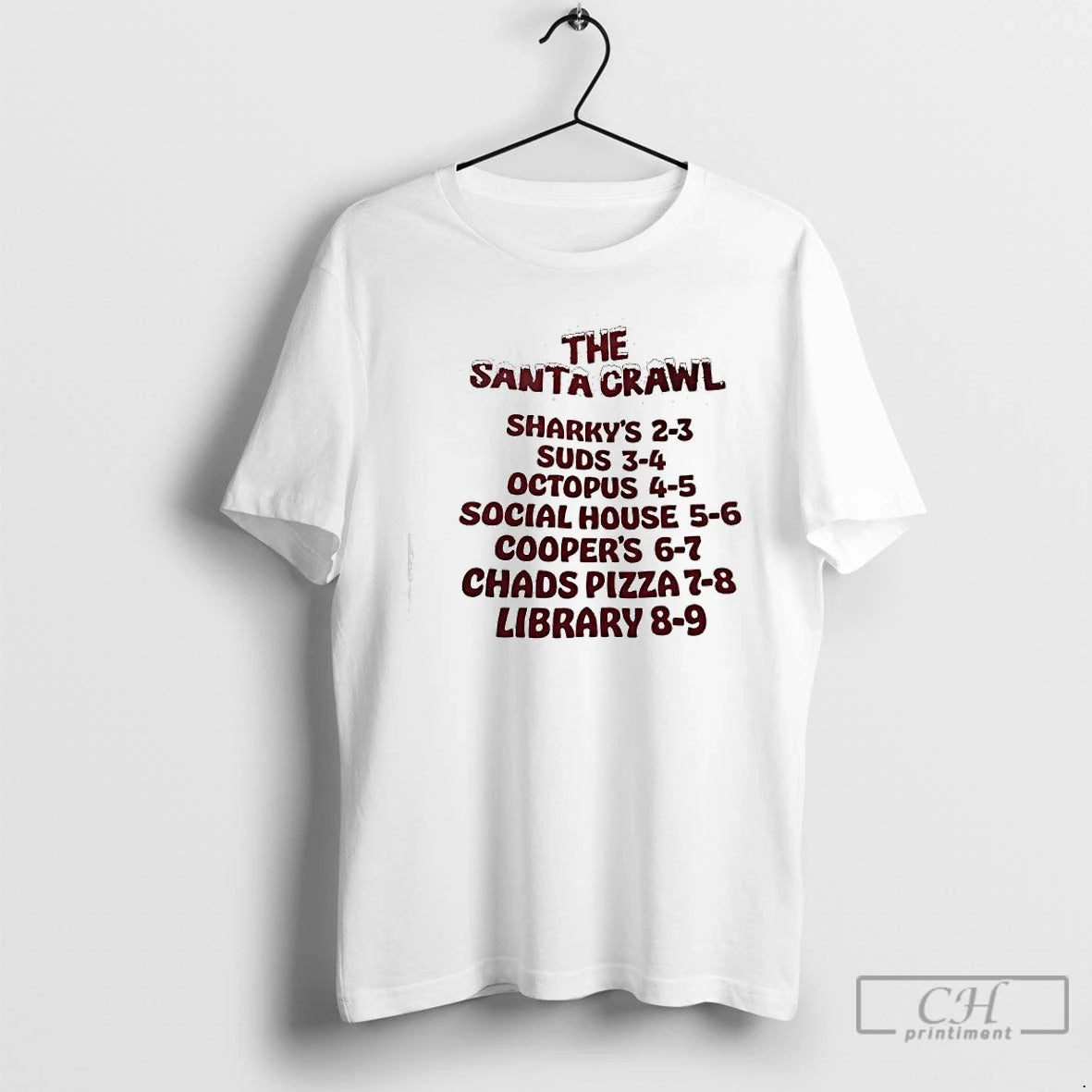 Premium The Santa Crawl Sharkys Suds Octopus Social House Coopers Chads Pizza Library T Shirts Hoodie, Sweatshirt