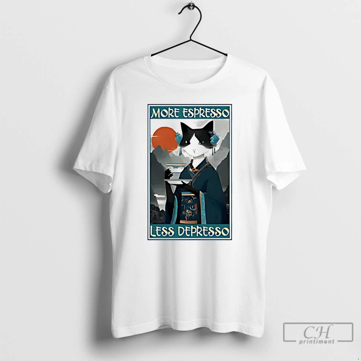 Premium The Zen Barista Cat More Espresso Less Depresso Ukiyo E T-Shirts, Hoodie, Sweatshirt | AU01DripNestTees.com