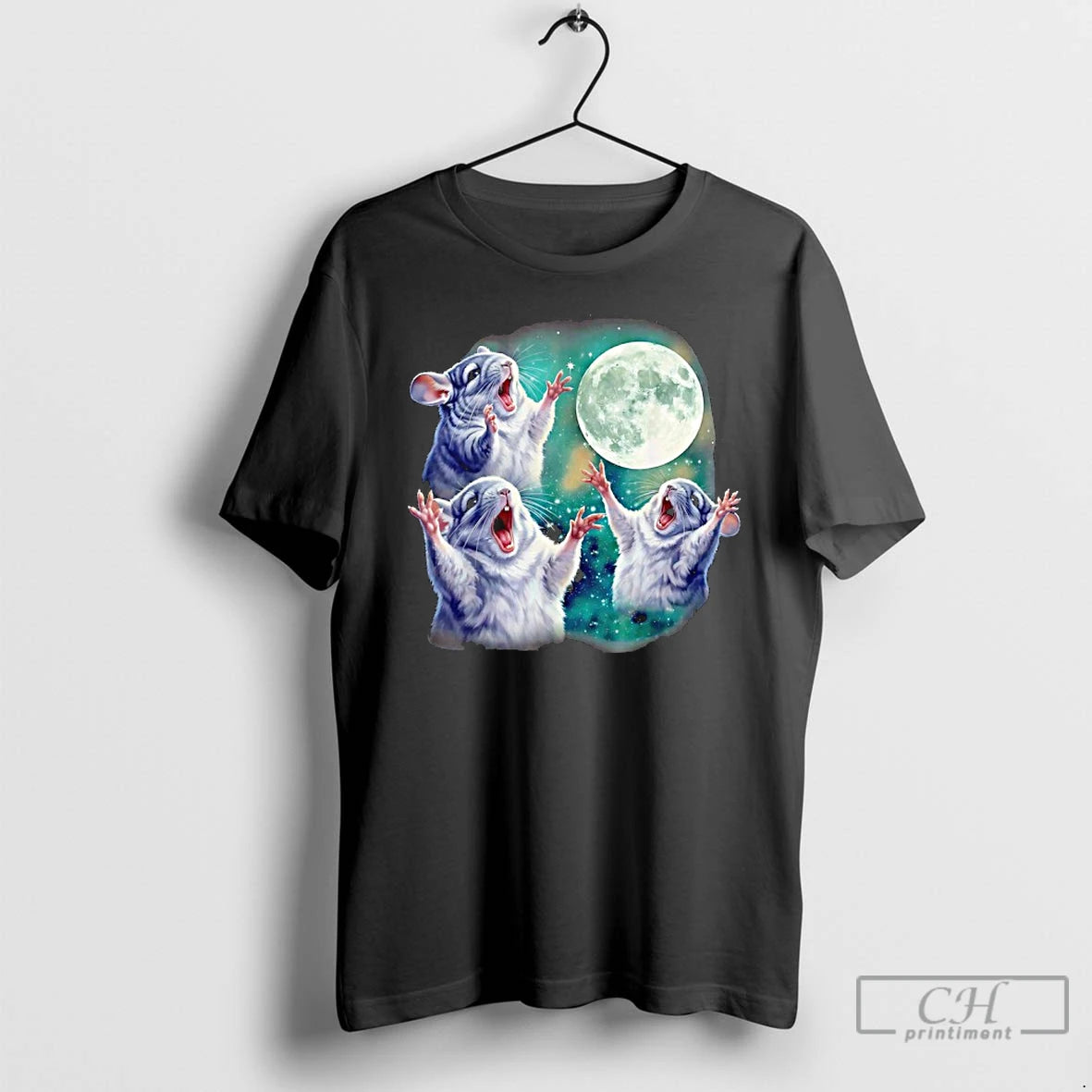 Premium Three Chinchillas Howling At The Moon Cute Animal Meme T-Shirts, Hoodie, Sweatshirt | AU01DripNestTees.com