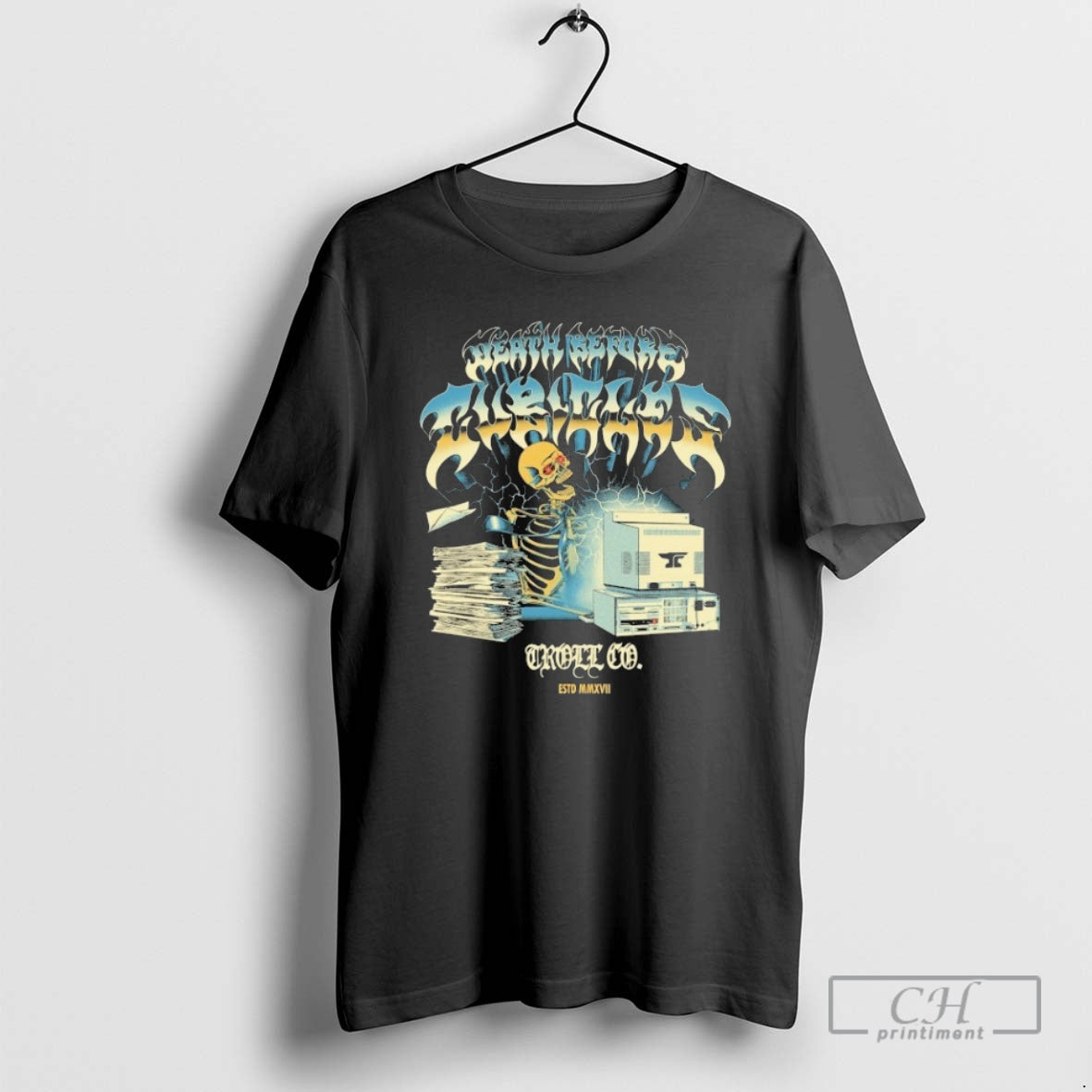 Premium Troll Co Death Before Cubicles Cpu Skeleton Shirt Sweater Hoodie, Sweatshirt | AU01DripNestTees.com