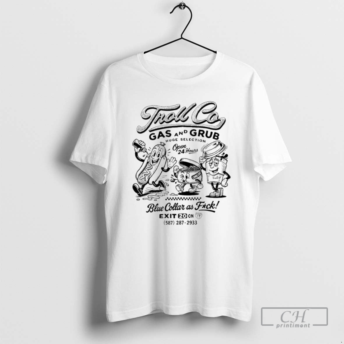 Premium Troll Co Gas And Grub Blue Collar As Fuck Hotdog Shirt Sweater Hoodie, Sweatshirt | AU01DripNestTees.com