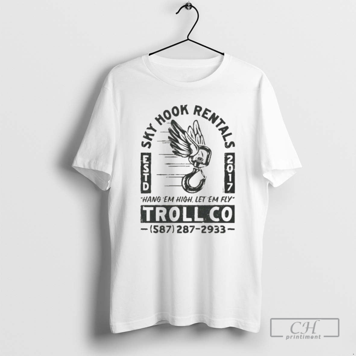 Premium Troll Co Sky Hook Rentals Hang Em High Let Em Fly High Shirt Sweater Hoodie, Sweatshirt | AU01DripNestTees.com