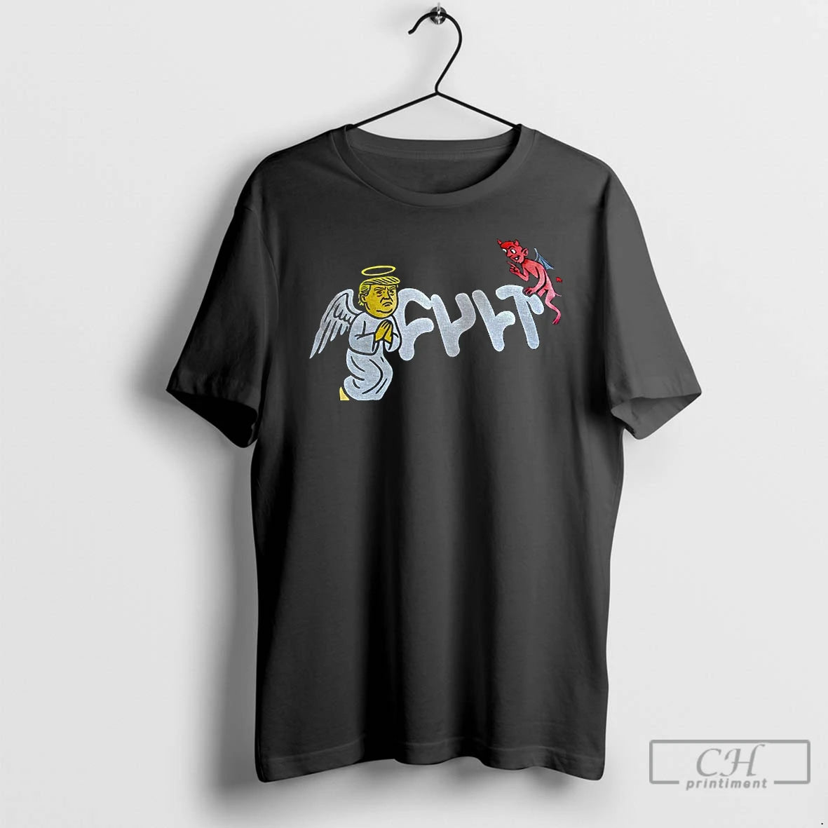 Premium Trump Angel And Devil Fylt Funny Meme T-Shirts, Hoodie, Sweatshirt | AU01DripNestTees.com