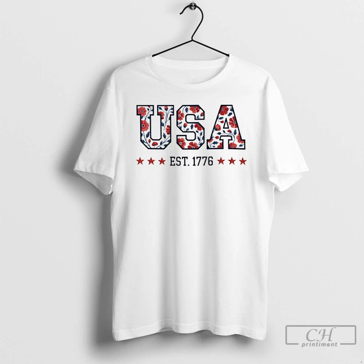 Premium Usa Est 1776 Floral Graphic T-Shirts, Hoodie, Sweatshirt | AU01DripNestTees.com