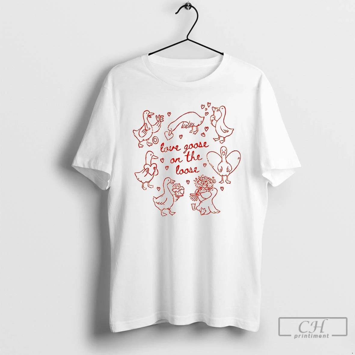 Premium Valentine Goose Love Goose On The Loose T-Shirts, Hoodie, Sweatshirt | AU01DripNestTees.com