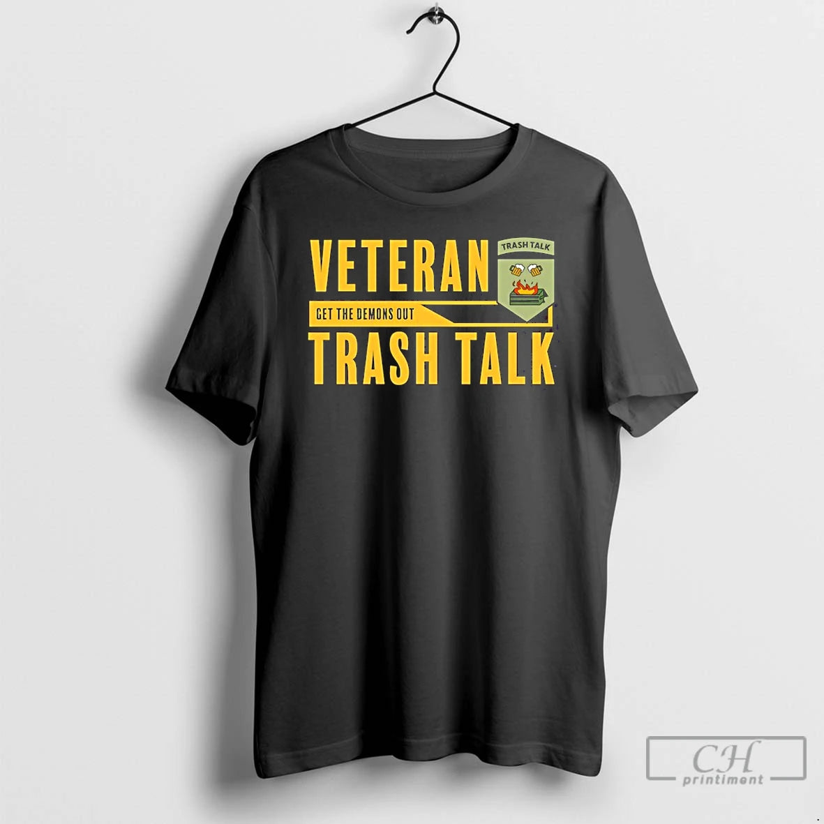 Premium Veteran Get The Demons Out Trash Talk T-Shirts, Hoodie, Sweatshirt | AU01DripNestTees.com