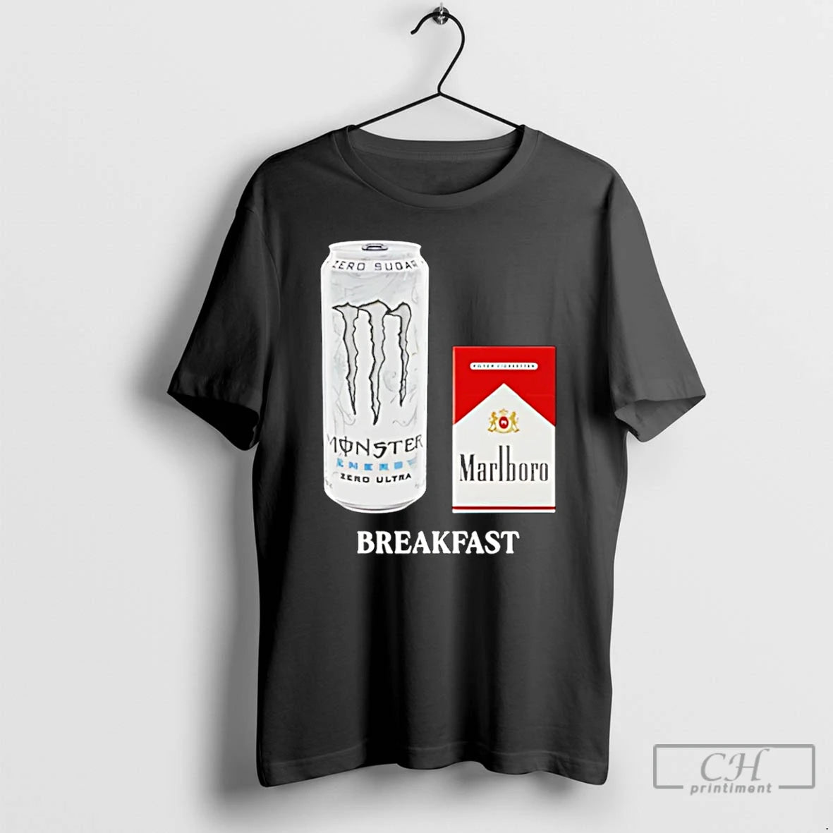Premium White Monster Marlboro Red Cigarette Breakfast T-Shirts, Hoodie, Sweatshirt | AU01DripNestTees.com