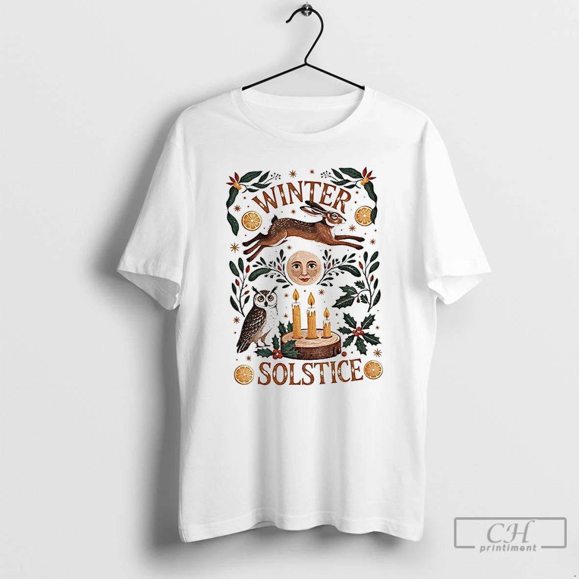 Premium Winter Solstice Mystical Moon And Rabbit Merry Christmas T-Shirts, Hoodie, Sweatshirt | AU01DripNestTees.com