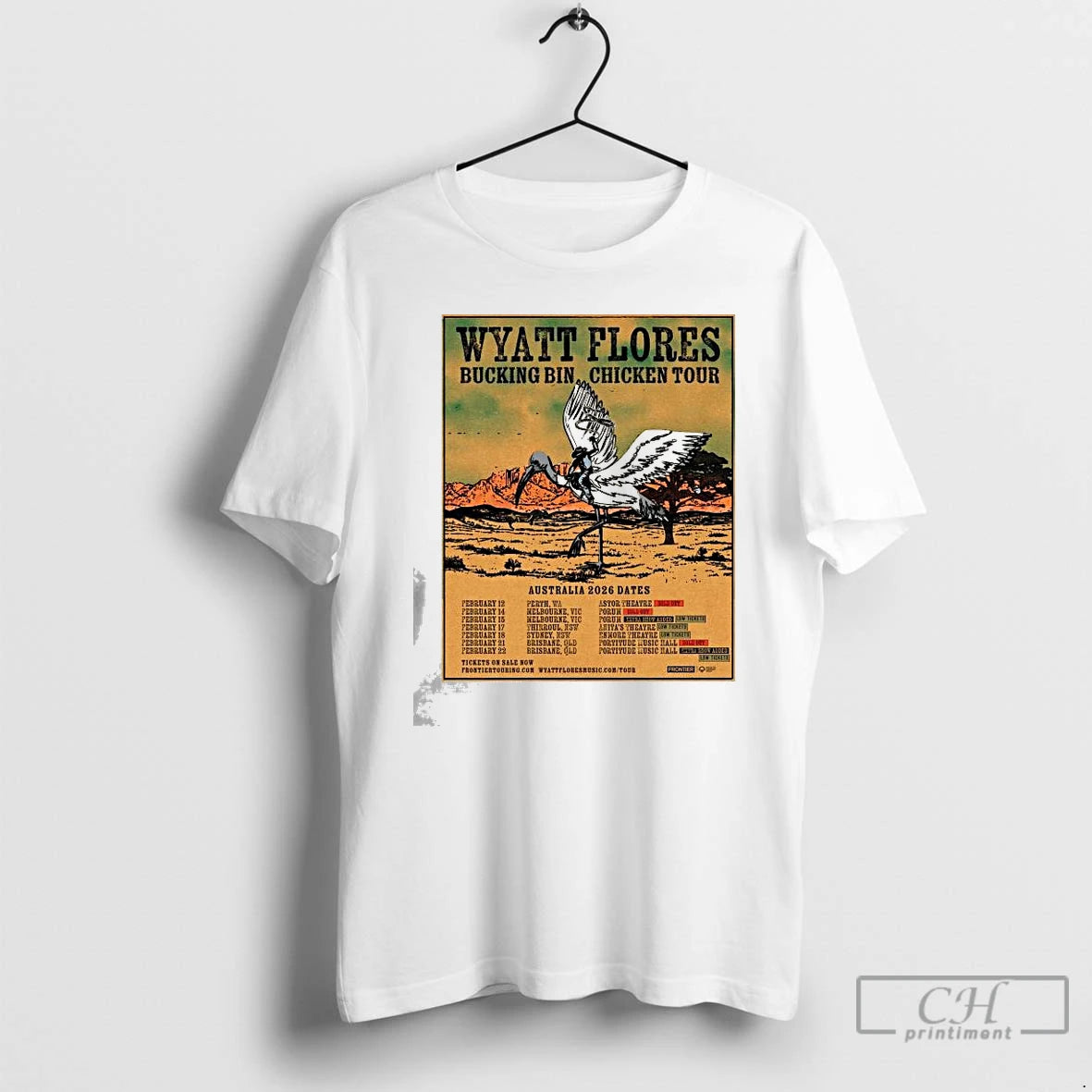 Premium Wyatt Flores Bucking Bin Chicken Tour Australia 2026 Dates T-Shirts, Hoodie, Sweatshirt | AU01DripNestTees.com