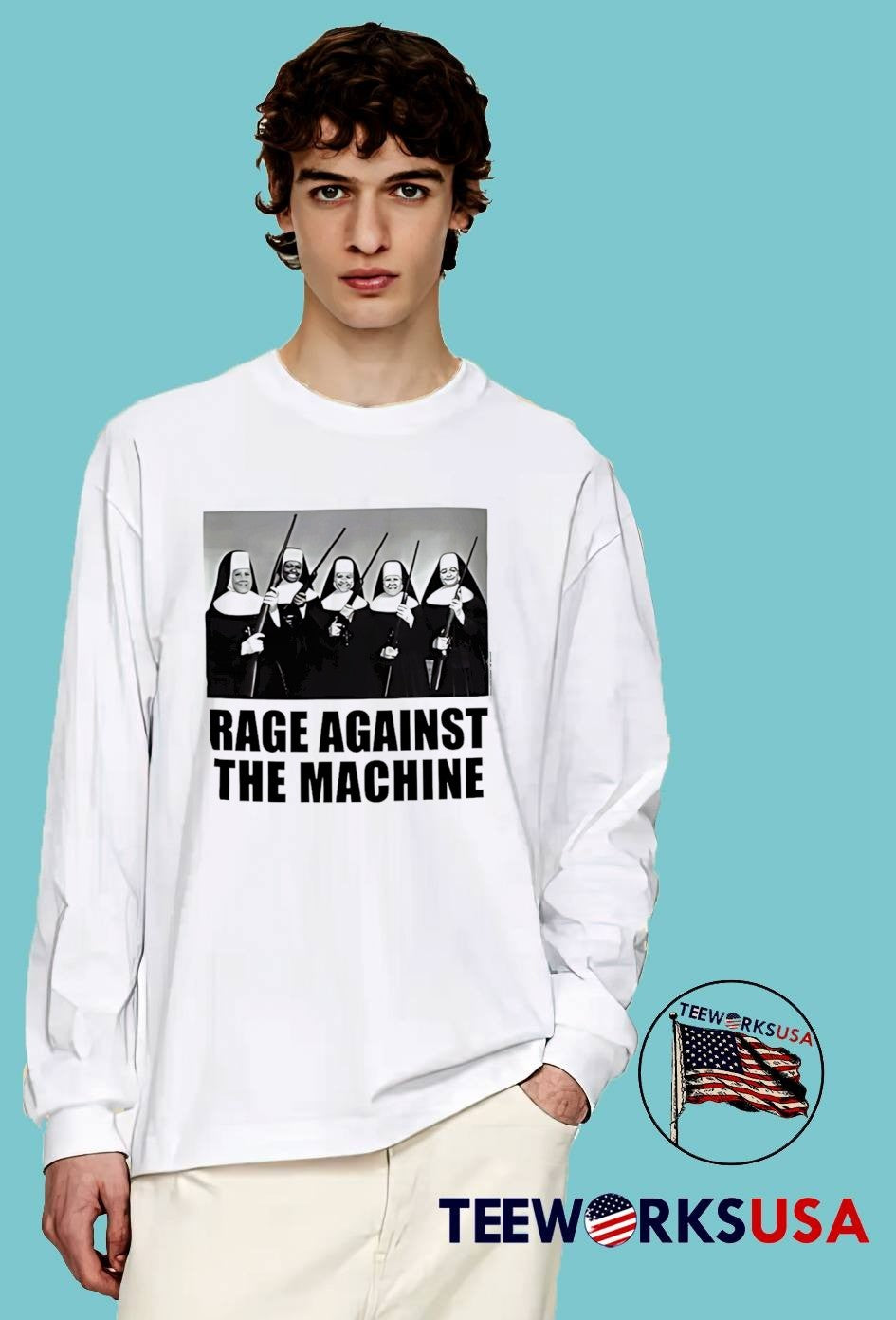 Rage Against The Machine Five Nuns Holding Rifles T-Shirt