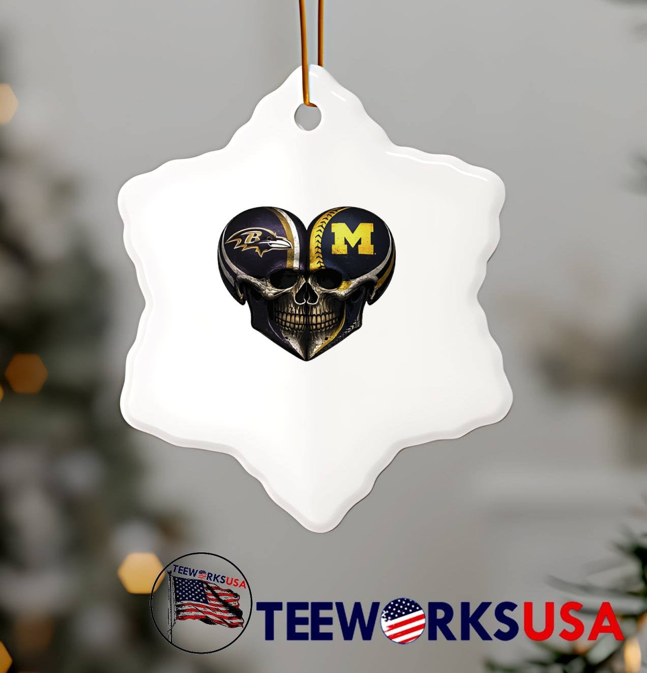 Ravens Michigan Fan Heart Skull Ravens Michigan T-Shirt