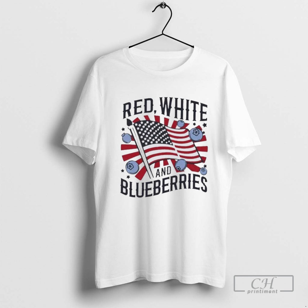 Red White And Blueberries America Flag