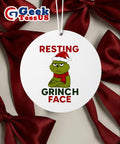 Resting Grinch Face Christmas Ornament