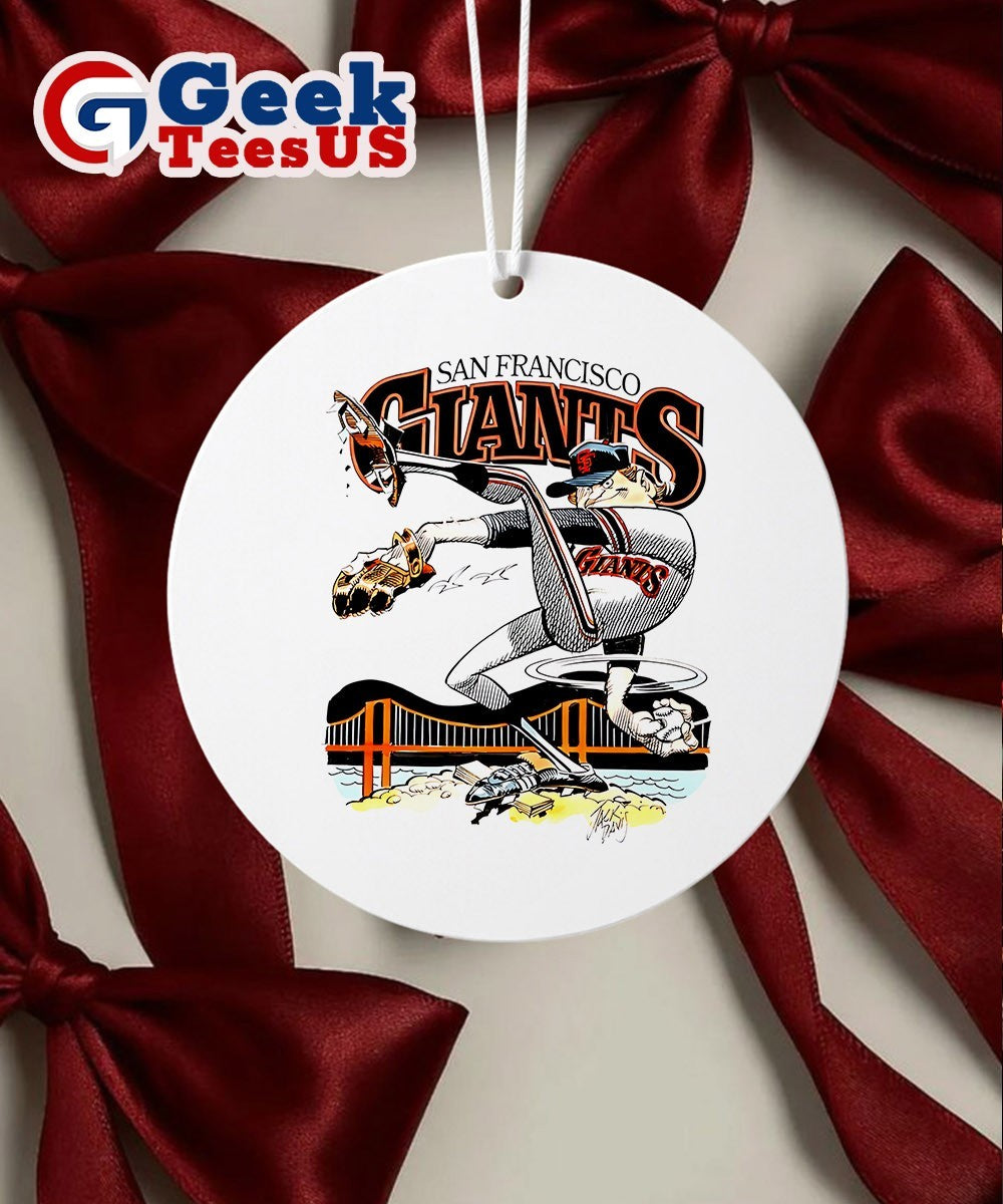 San Francisco Giants baseball pitcher cartoon Ornament