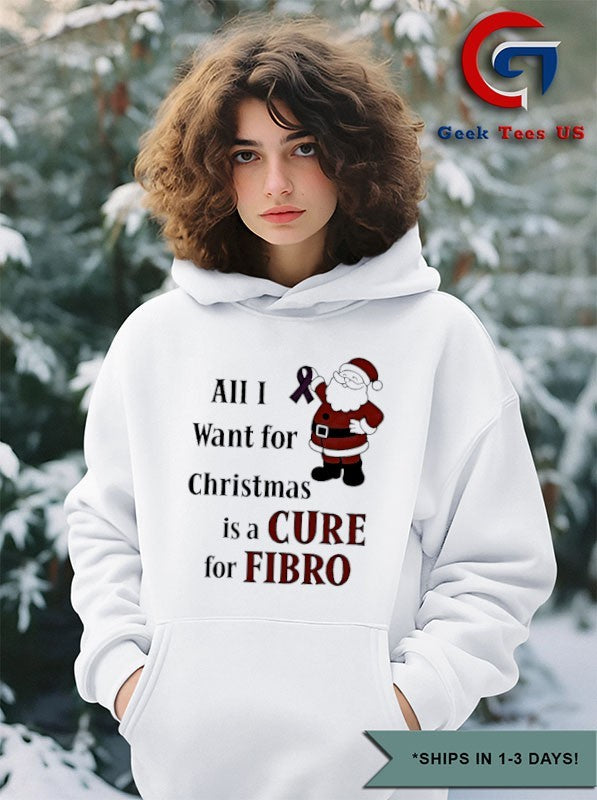 Santa Claus All I want for Christmas is a cure for Fibro Christmas shirt