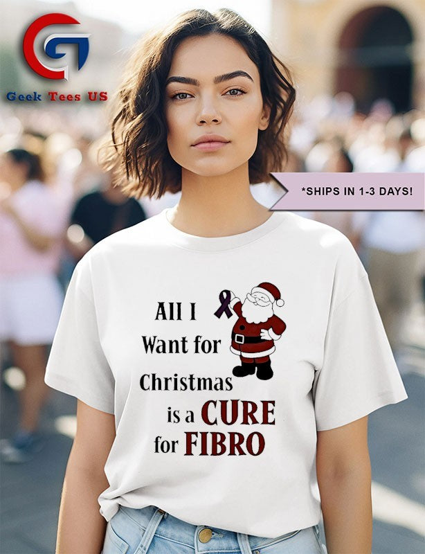 Santa Claus All I want for Christmas is a cure for Fibro Christmas shirt