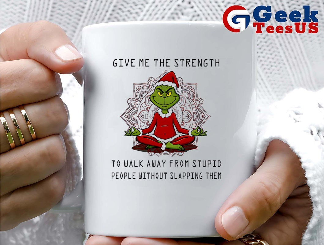 Santa Grinch Yoga give me the strength to walk away from stupid people Christmas shirt