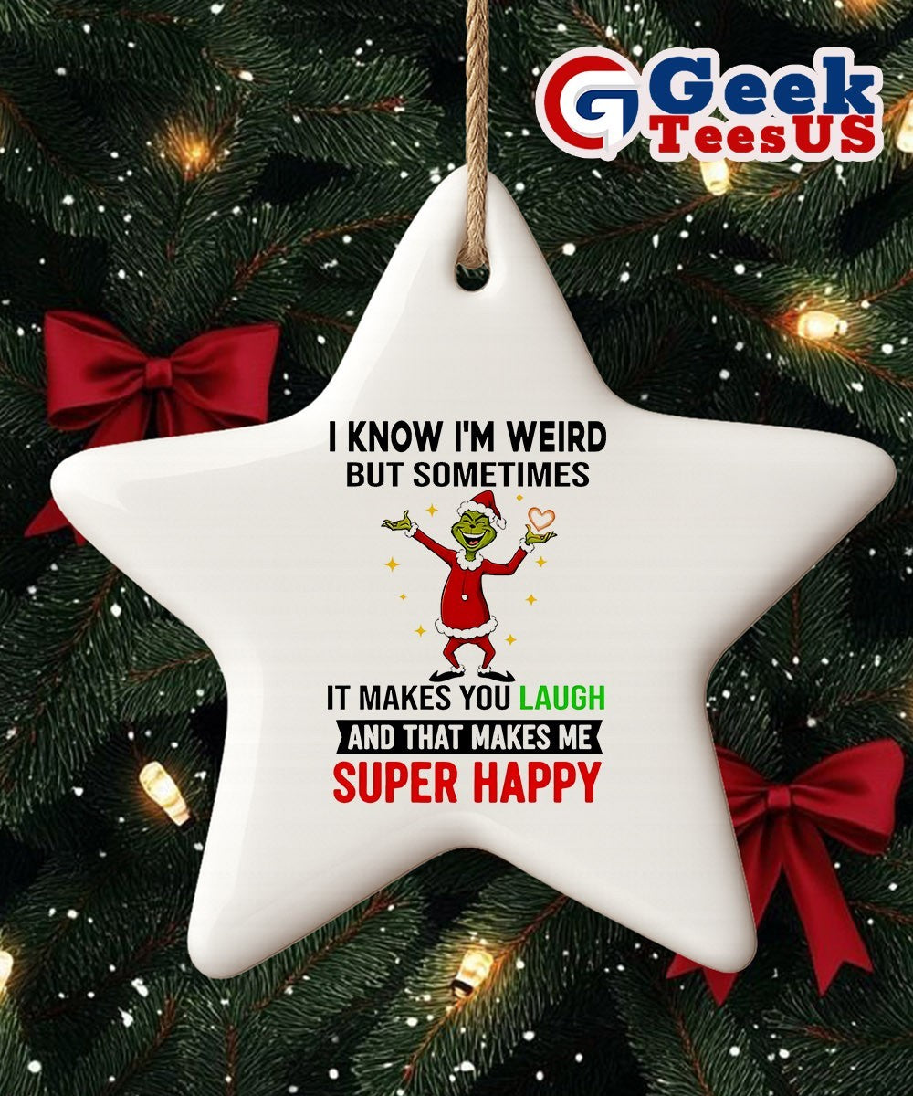 Santa hat Grinch I know I’m weird but sometimes it makes you laugh and that makes me super happy Xmas 2025 Ornament
