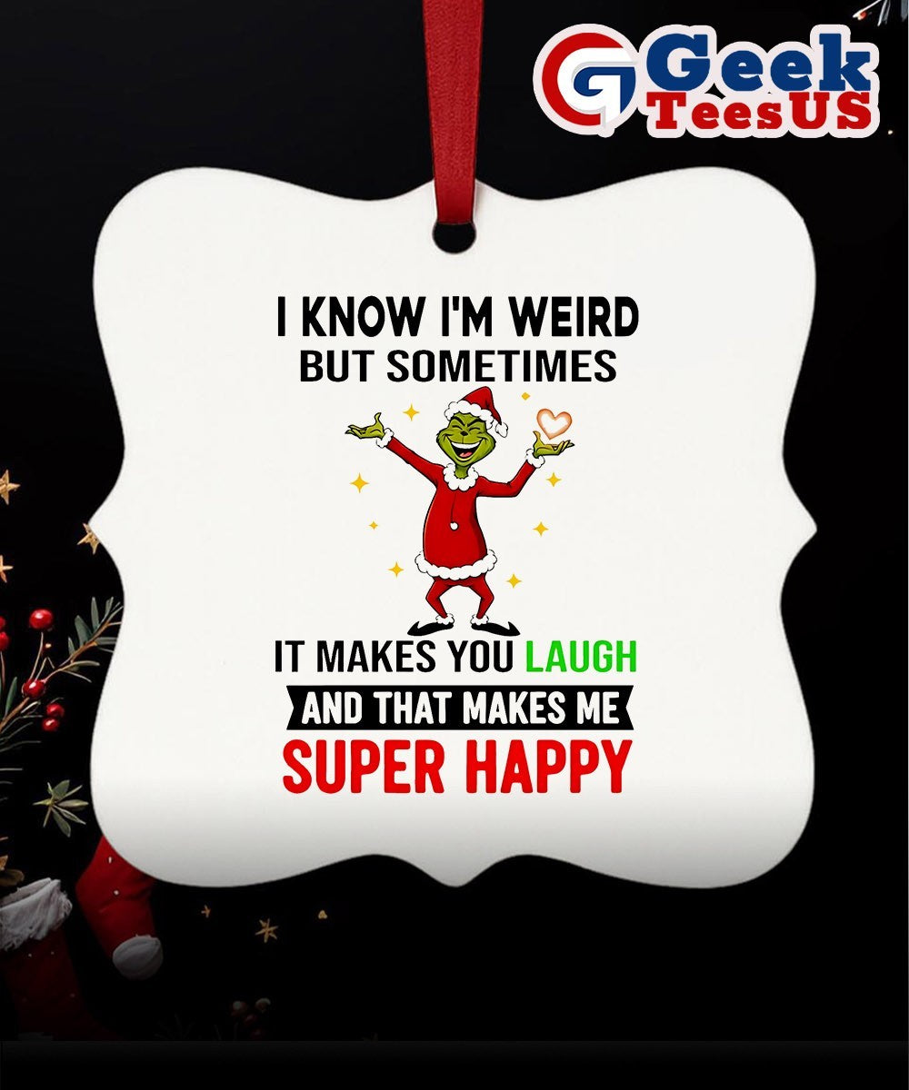 Santa hat Grinch I know I’m weird but sometimes it makes you laugh and that makes me super happy Xmas 2025 Ornament