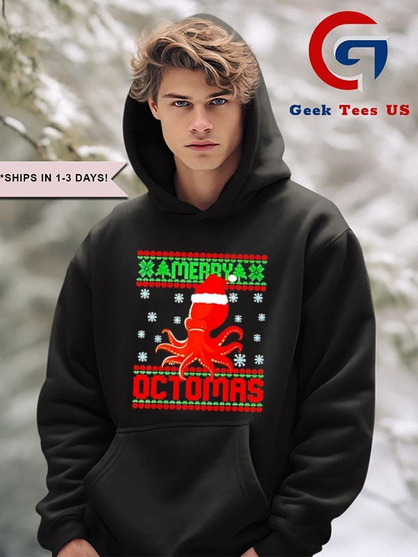 Santa hat Octopus Merry Octomas ugly Christmas shirt